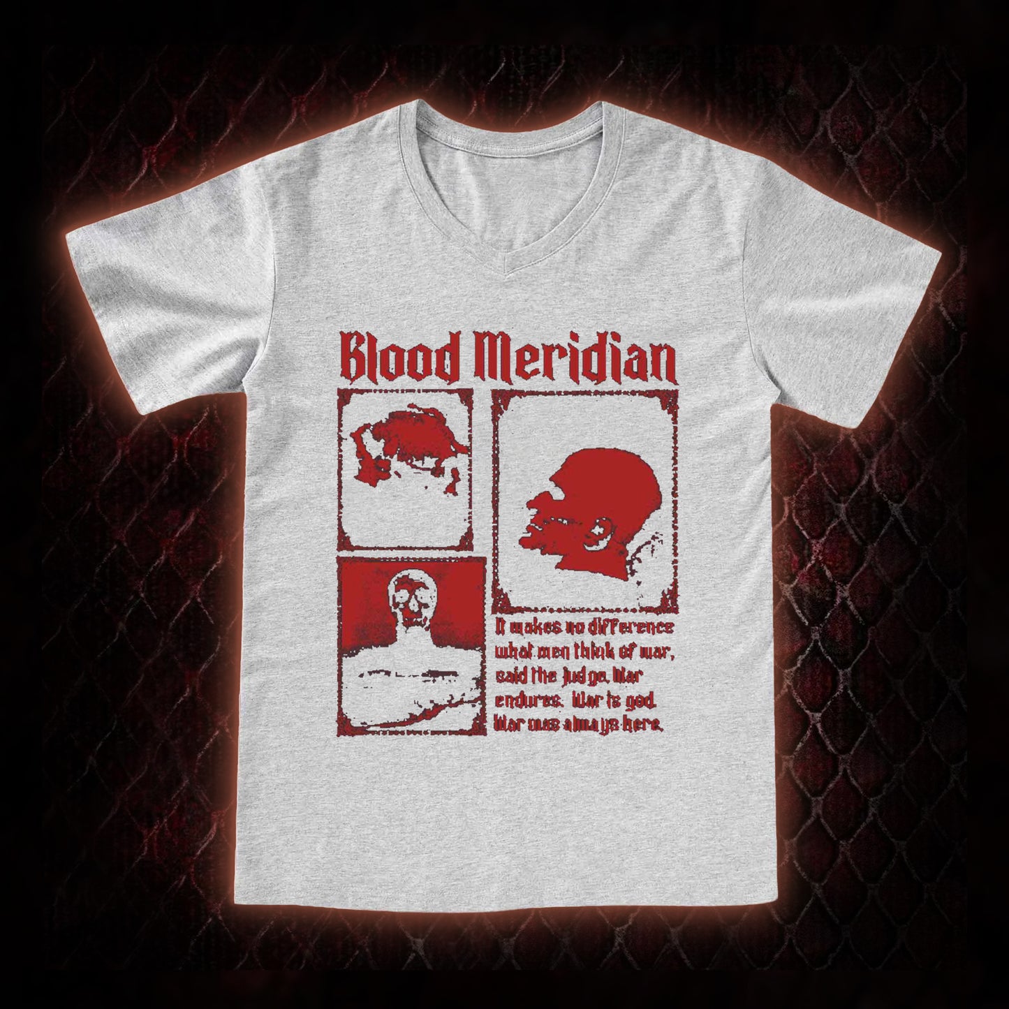 Blood Meridian 'The Judge' Dark Western Literature Graphic V-Neck T-Shirt - Cormac McCarthy Novel Tribute Piece