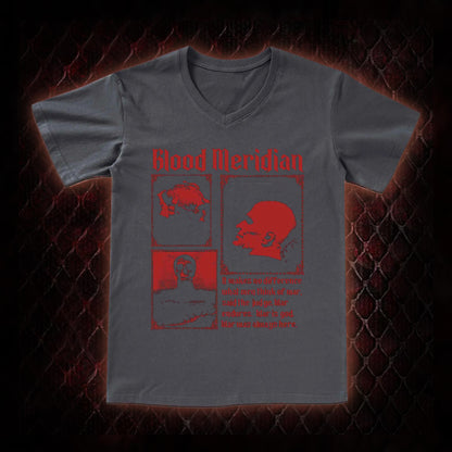 Blood Meridian 'The Judge' Dark Western Literature Graphic V-Neck T-Shirt - Cormac McCarthy Novel Tribute Piece