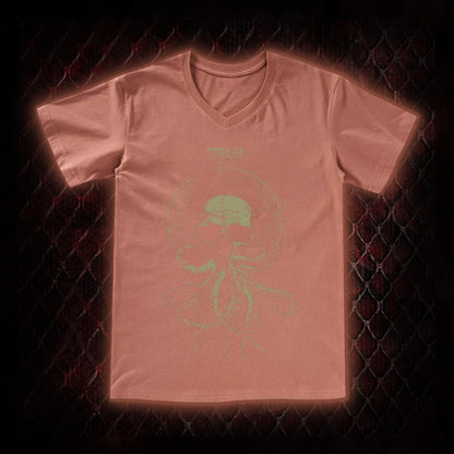 Cthulhu Mythos Skull-Tentacle Occult Graphic V-Neck T-Shirt - Lovecraftian Cosmic Horror Tribute Piece