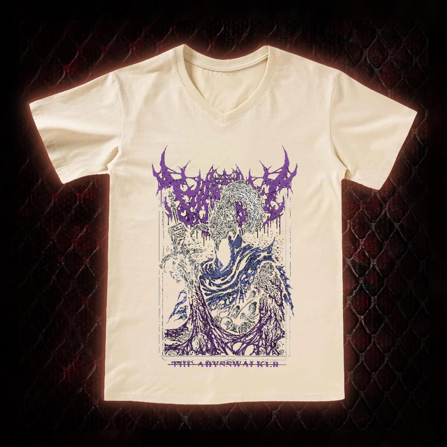 Dark Souls Artorias 'The Abysswalker' Graphic V-Neck T-Shirt - FromSoftware Dark Fantasy Tribute Piece