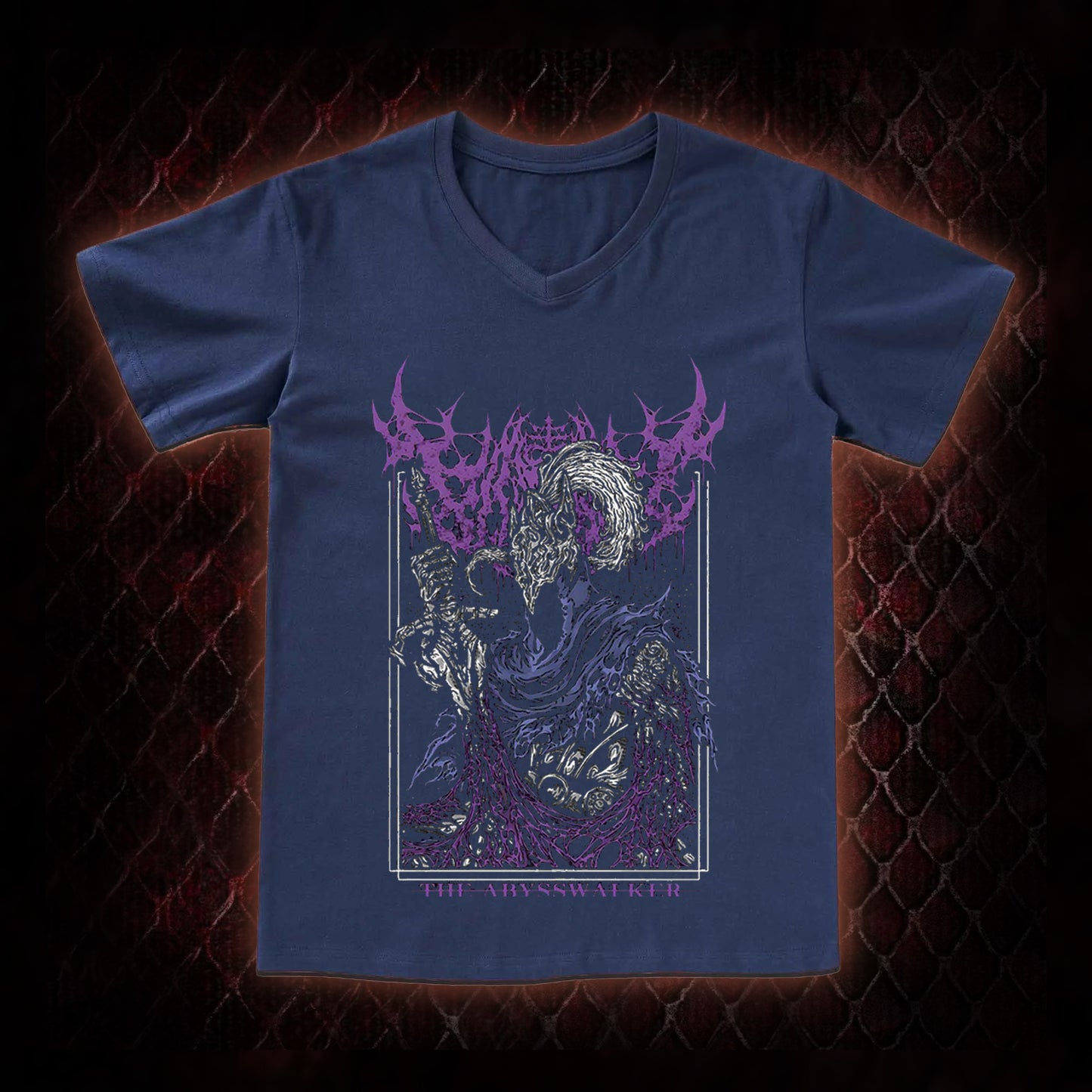 Dark Souls Artorias 'The Abysswalker' Graphic V-Neck T-Shirt - FromSoftware Dark Fantasy Tribute Piece