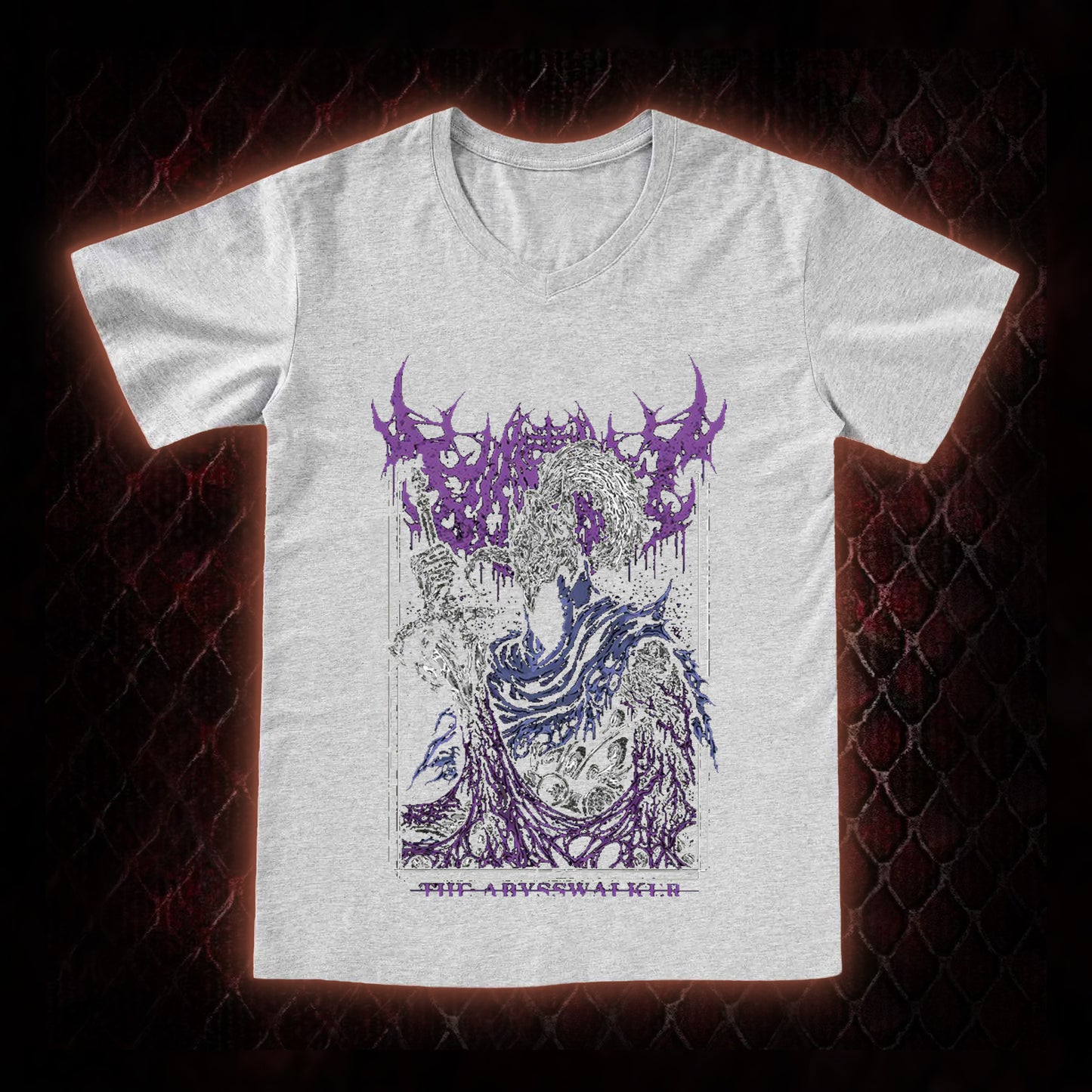 Dark Souls Artorias 'The Abysswalker' Graphic V-Neck T-Shirt - FromSoftware Dark Fantasy Tribute Piece