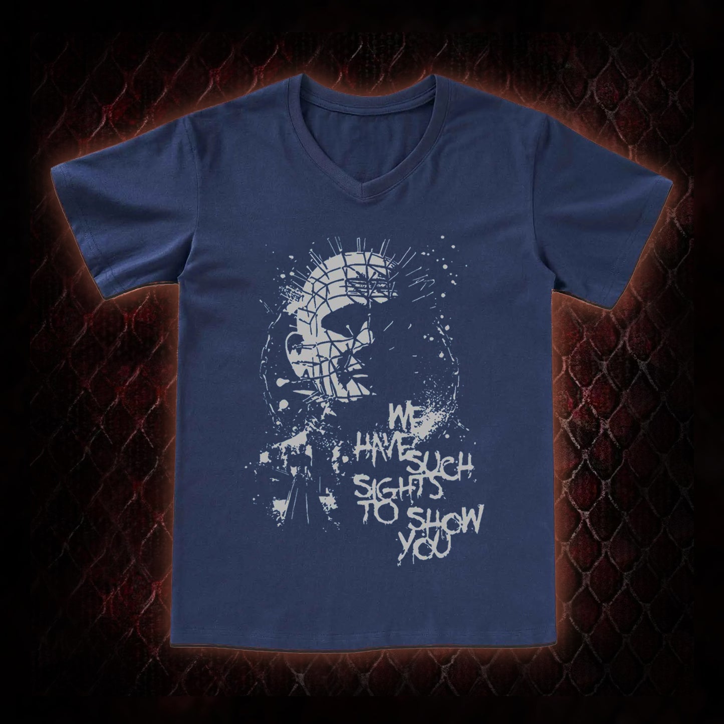 Hellraiser Pinhead 'We Have Such Sights To Show You' Graphic V-Neck T-Shirt - Cult Horror Icon Tribute Piece