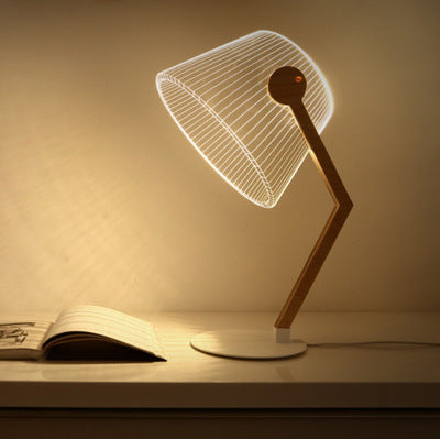 3D Creative Visual Lamp | Desk Lamp | Minimalist Modern Night Light | 3D Wood Stand | Acrylic LED Small Table Lamp