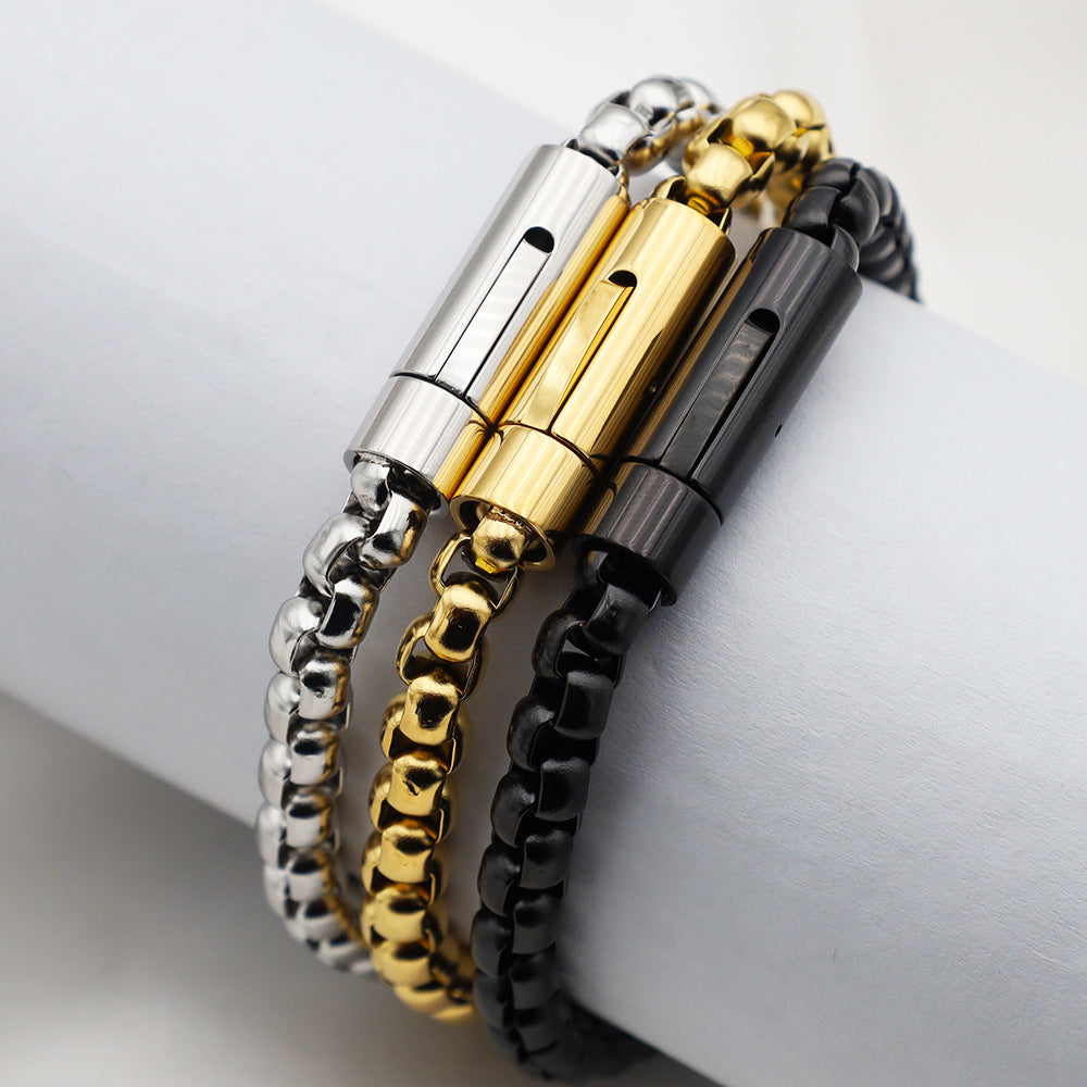 Elegance Redefined: Sophisticated Men's Titanium Steel Bracelet - A Timeless and Luxurious Wrist Adornment