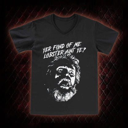 One Flew Over the Cuckoo's Nest 'Yer Fond of Me Lobster' Classic Film Quote Graphic V-Neck T-Shirt - Cult Cinema Tribute Piece