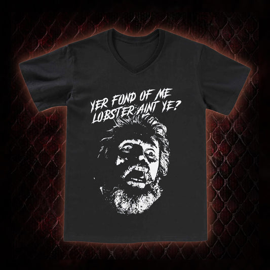 One Flew Over the Cuckoo's Nest 'Yer Fond of Me Lobster' Classic Film Quote Graphic V-Neck T-Shirt - Cult Cinema Tribute Piece