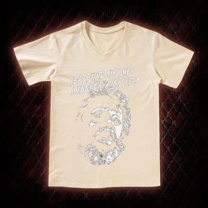 One Flew Over the Cuckoo's Nest 'Yer Fond of Me Lobster' Classic Film Quote Graphic V-Neck T-Shirt - Cult Cinema Tribute Piece