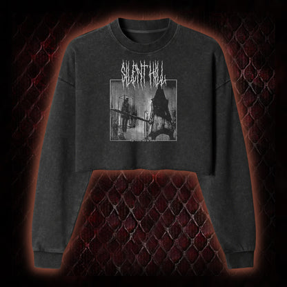Silent Hill Survival Horror Graphic Cropped Long-Sleeved  - Classic Horror Game Tribute Piece