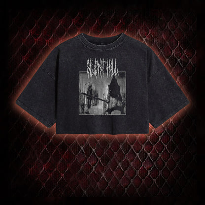 Silent Hill Survival Horror Graphic Vintage-Cropped T-shirt  - Classic Horror Game Tribute Piece