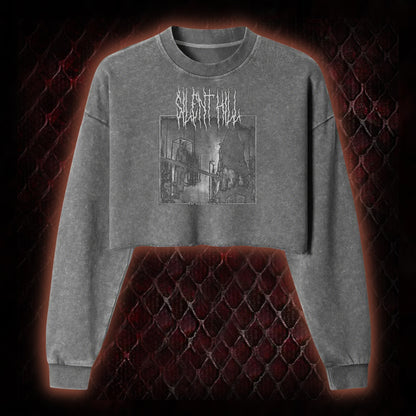 Silent Hill Survival Horror Graphic Cropped Long-Sleeved  - Classic Horror Game Tribute Piece