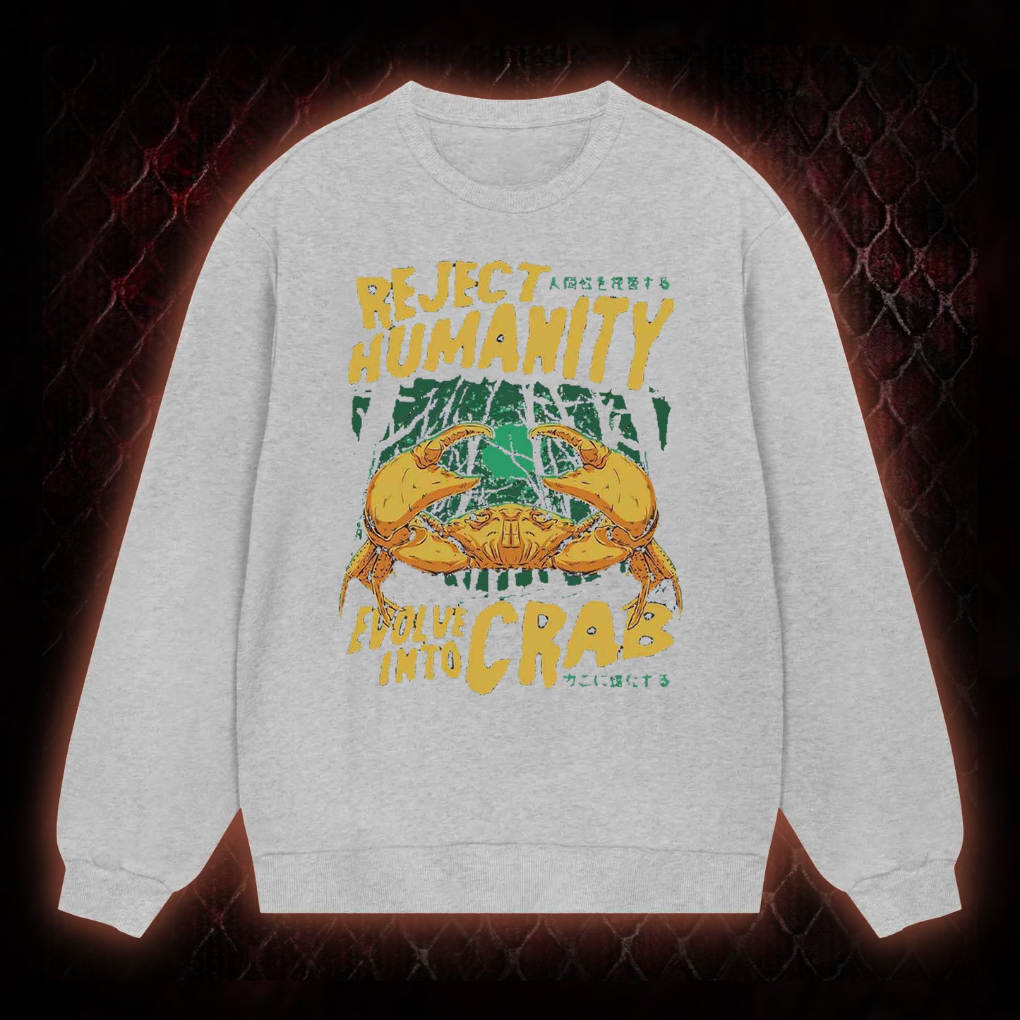 Reject Humanity Evolve Into Crab Meme Graphic Classic-Long-Sleeved - Viral Internet Humor Statement Piece