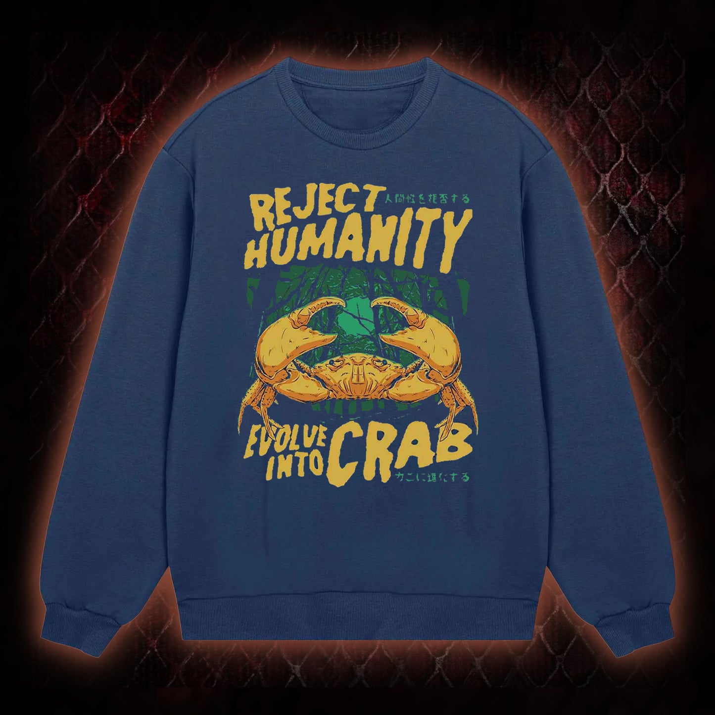 Reject Humanity Evolve Into Crab Meme Graphic Classic-Long-Sleeved - Viral Internet Humor Statement Piece
