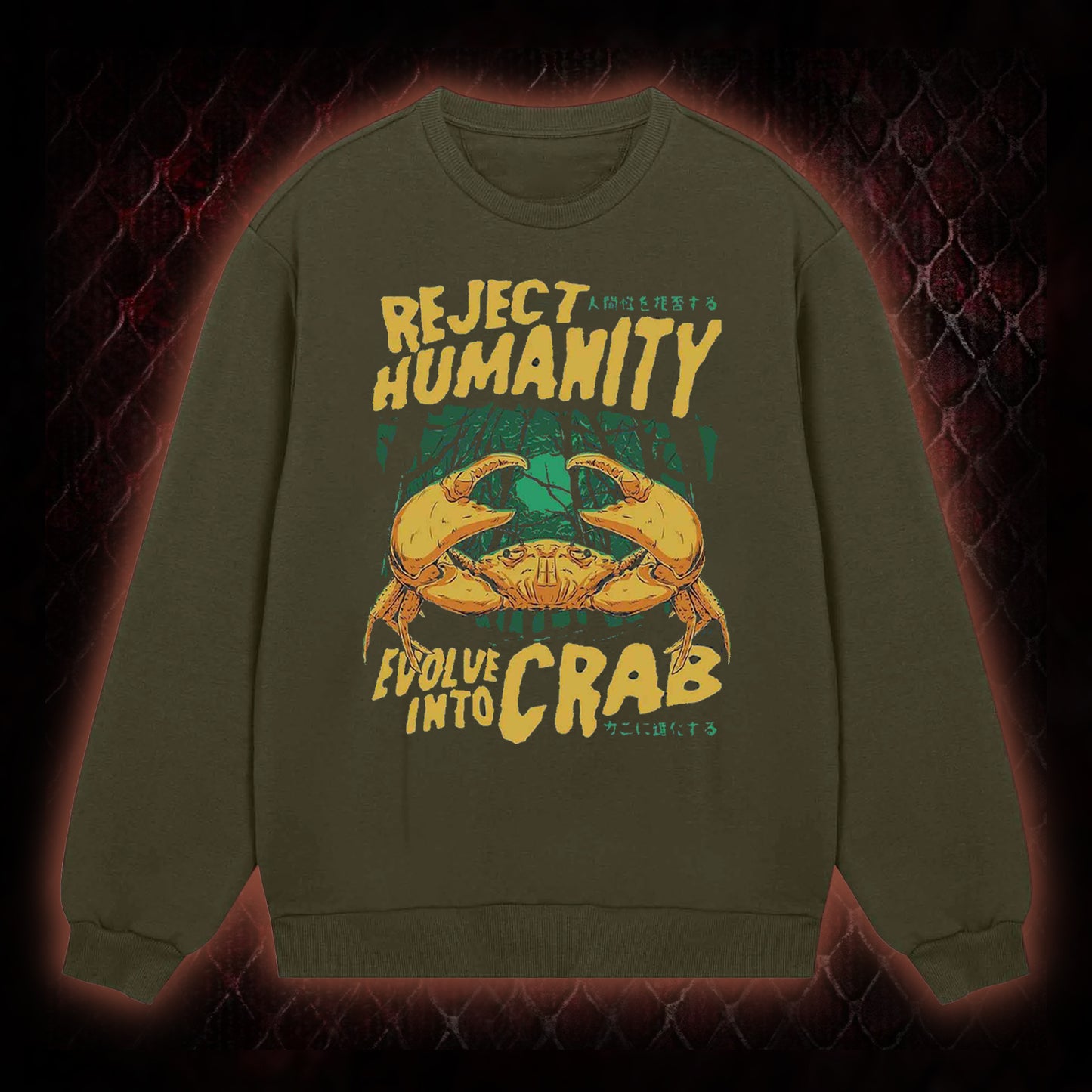 Reject Humanity Evolve Into Crab Meme Graphic Classic-Long-Sleeved - Viral Internet Humor Statement Piece
