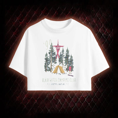 1999 Blair Witch Camping Club Horror Graphic Cropped T-shirt  - The Blair Witch Project Tribute Piece