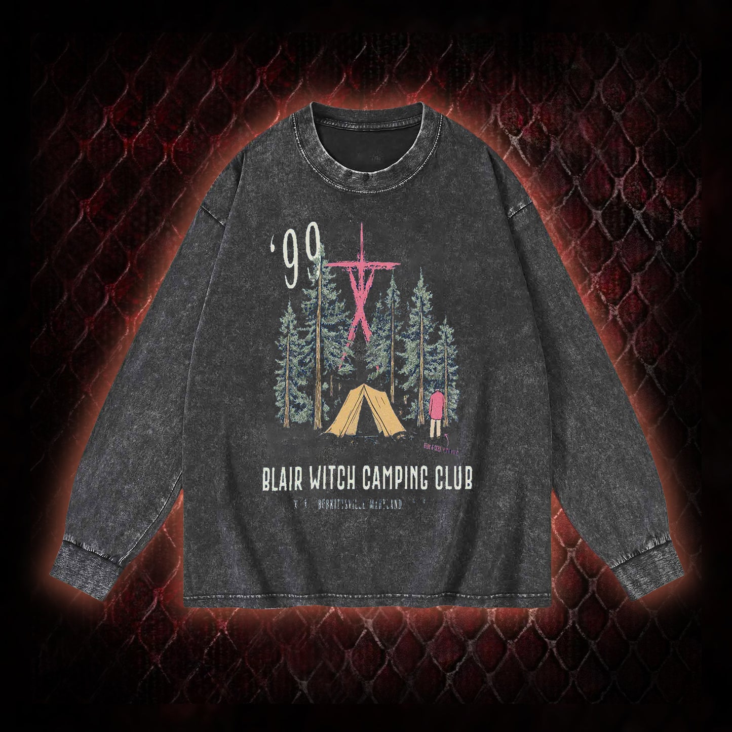 1999 Blair Witch Camping Club Horror Graphic Vintage-Sweatshirt  - The Blair Witch Project Tribute Piece