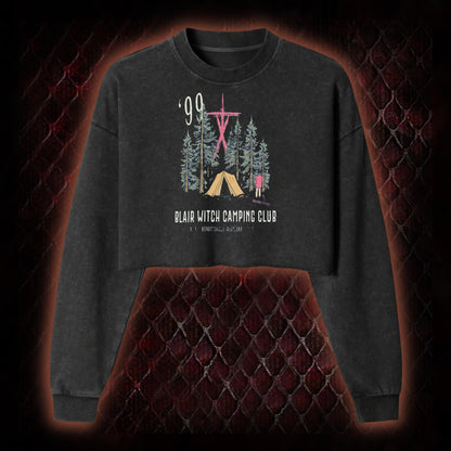 1999 Blair Witch Camping Club Horror Graphic Cropped Long-Sleeved  - The Blair Witch Project Tribute Piece