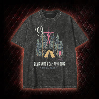 1999 Blair Witch Camping Club Horror Graphic Vintage-T-Shirt - The Blair Witch Project Tribute Piece
