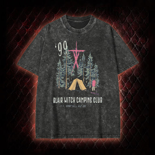 1999 Blair Witch Camping Club Horror Graphic Vintage-T-Shirt - The Blair Witch Project Tribute Piece