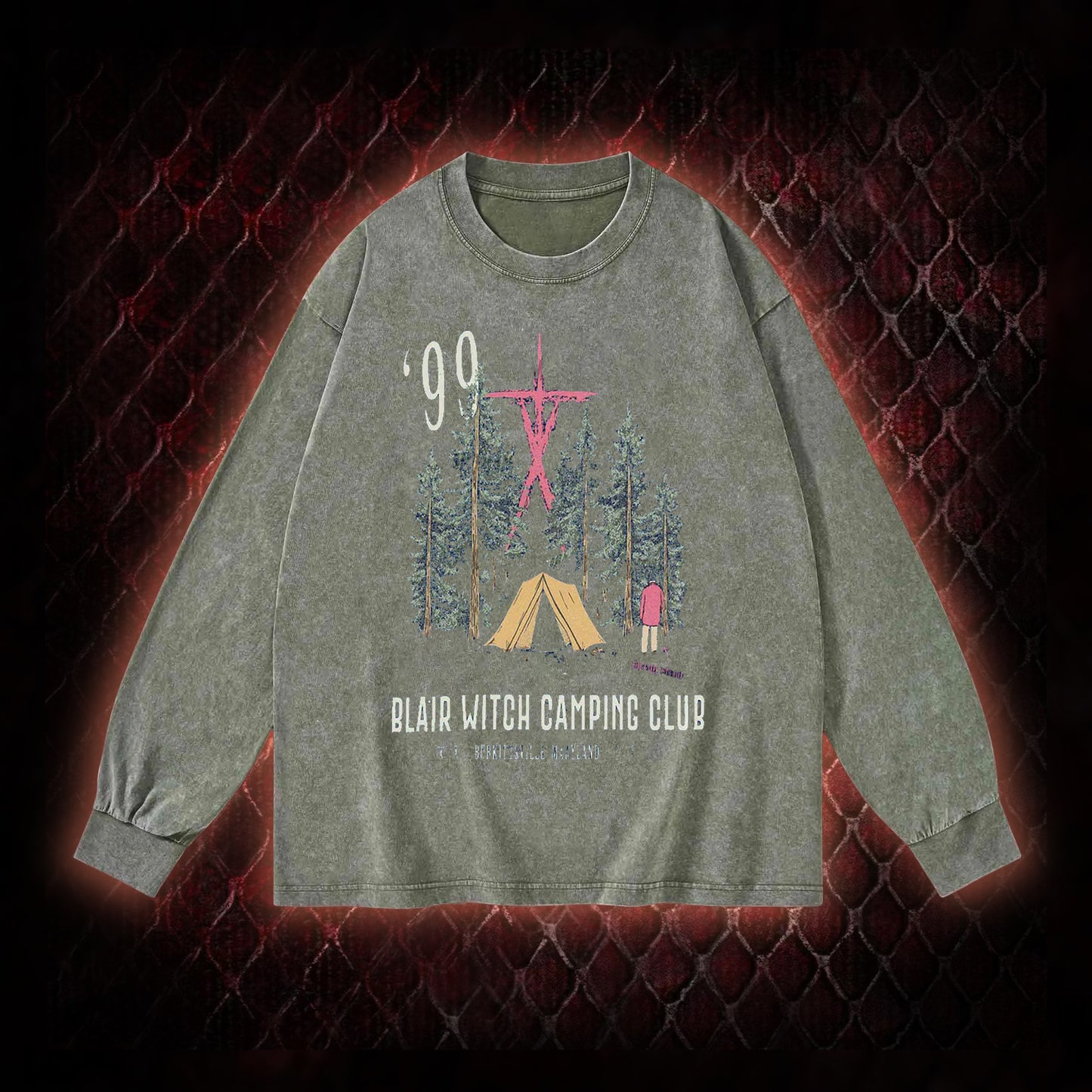 1999 Blair Witch Camping Club Horror Graphic Vintage-Sweatshirt  - The Blair Witch Project Tribute Piece