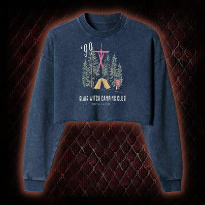 1999 Blair Witch Camping Club Horror Graphic Cropped Long-Sleeved  - The Blair Witch Project Tribute Piece