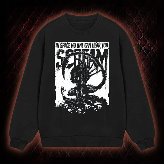 Alien 'In Space No One Can Hear You Scream' Xenomorph Graphic Classic-Long-Sleeved - Sci-Fi Horror Franchise Tribute Piece