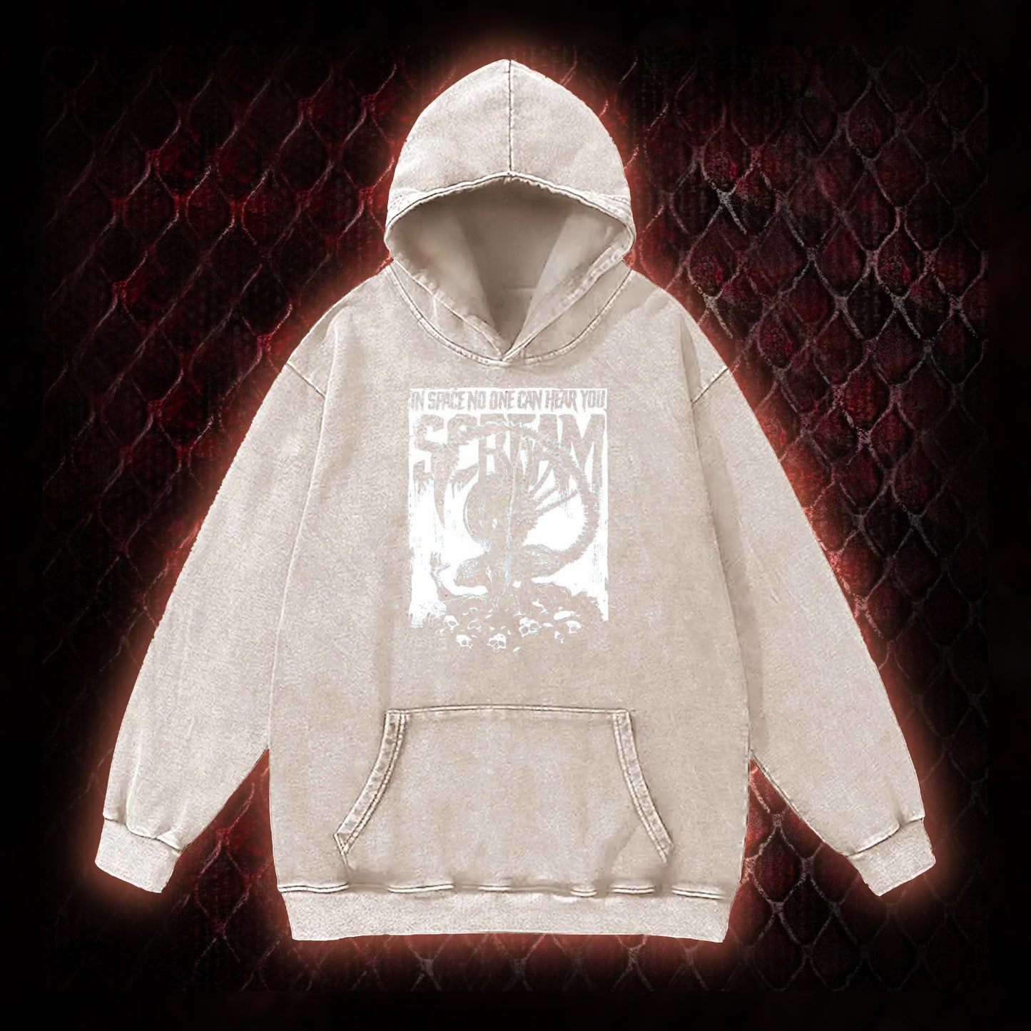 Alien 'In Space No One Can Hear You Scream' Xenomorph Graphic Vintage-Hoodie - Sci-Fi Horror Franchise Tribute Piece