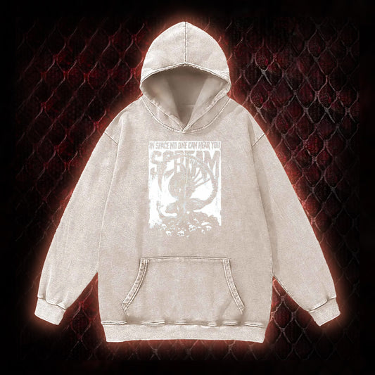 Alien 'In Space No One Can Hear You Scream' Xenomorph Graphic Vintage-Hoodie - Sci-Fi Horror Franchise Tribute Piece