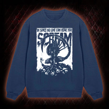 Alien 'In Space No One Can Hear You Scream' Xenomorph Graphic Classic-Long-Sleeved - Sci-Fi Horror Franchise Tribute Piece