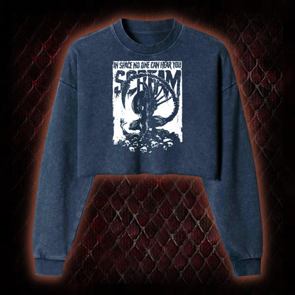 Alien 'In Space No One Can Hear You Scream' Xenomorph Graphic Cropped Long-Sleeved  - Sci-Fi Horror Franchise Tribute Piece