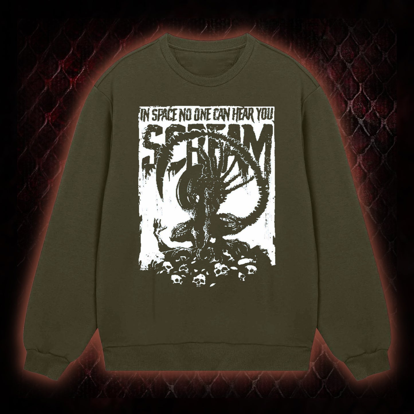 Alien 'In Space No One Can Hear You Scream' Xenomorph Graphic Classic-Long-Sleeved - Sci-Fi Horror Franchise Tribute Piece