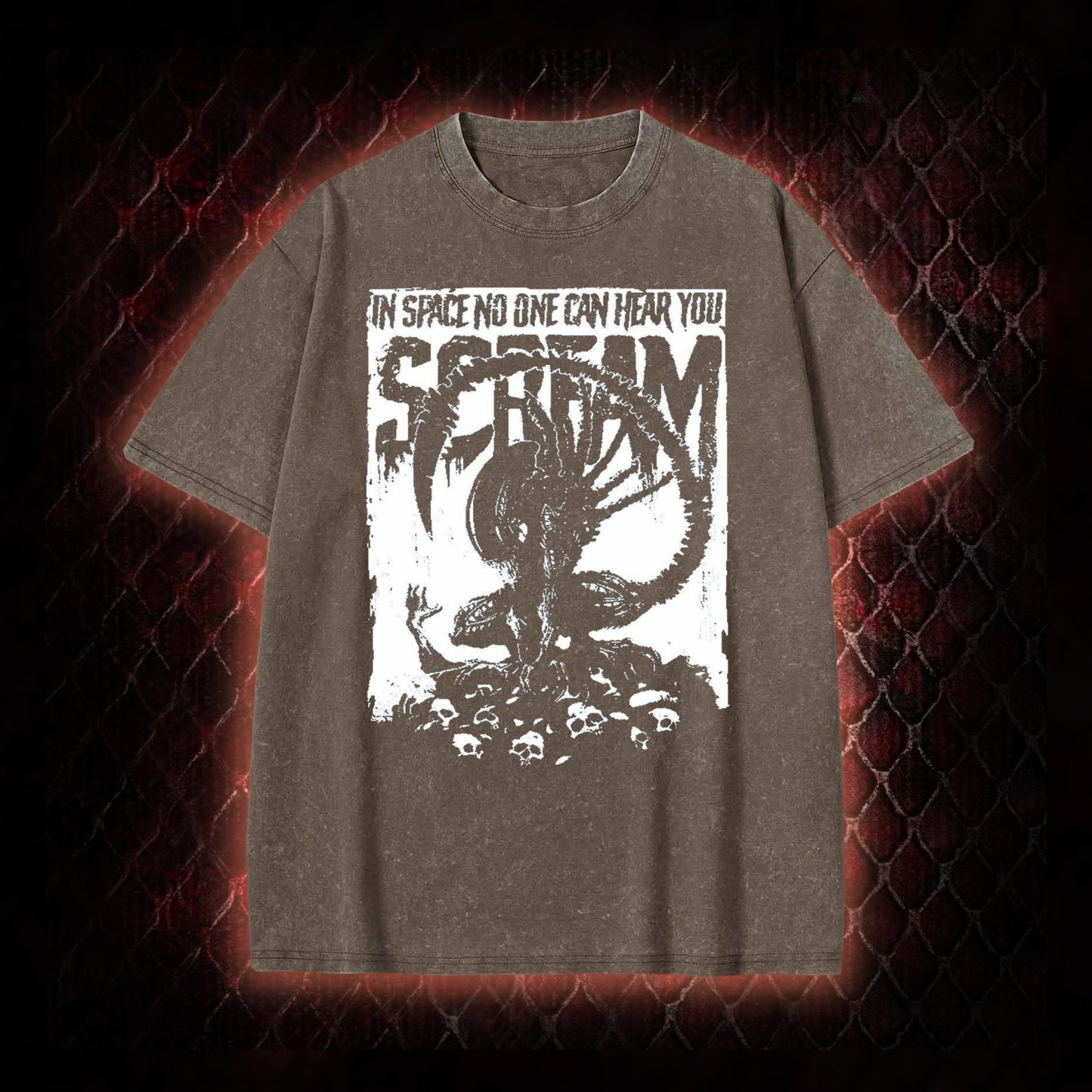 Alien 'In Space No One Can Hear You Scream' Xenomorph Graphic Vintage-T-Shirt - Sci-Fi Horror Franchise Tribute Piece