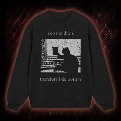 Philosophical Cat Meme 'I Do Not Think Therefore I Do Not Am' Graphic Classic-Long-Sleeved - Humorous Philosophy & Cat Enthusiast Statement Piece