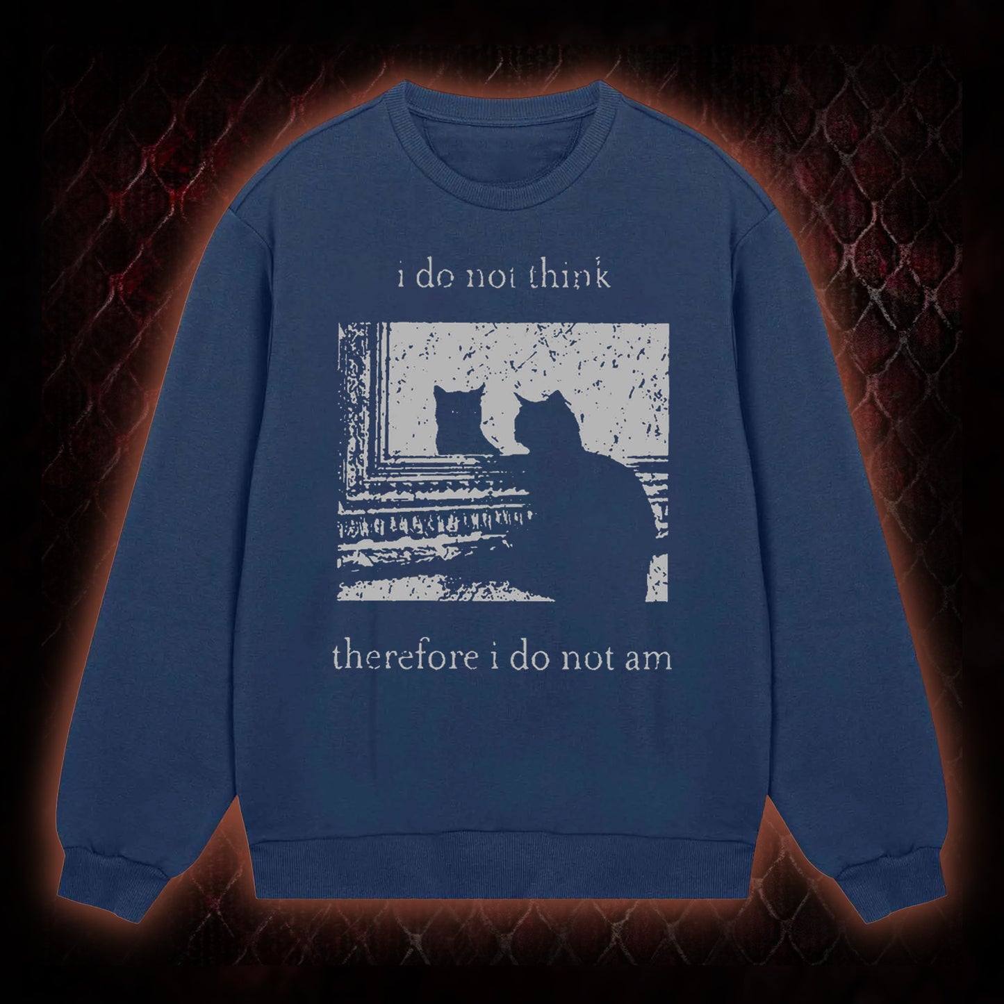 Philosophical Cat Meme 'I Do Not Think Therefore I Do Not Am' Graphic Classic-Long-Sleeved - Humorous Philosophy & Cat Enthusiast Statement Piece