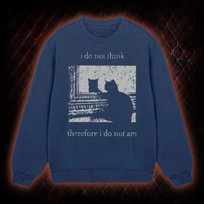 Philosophical Cat Meme 'I Do Not Think Therefore I Do Not Am' Graphic Classic-Long-Sleeved - Humorous Philosophy & Cat Enthusiast Statement Piece