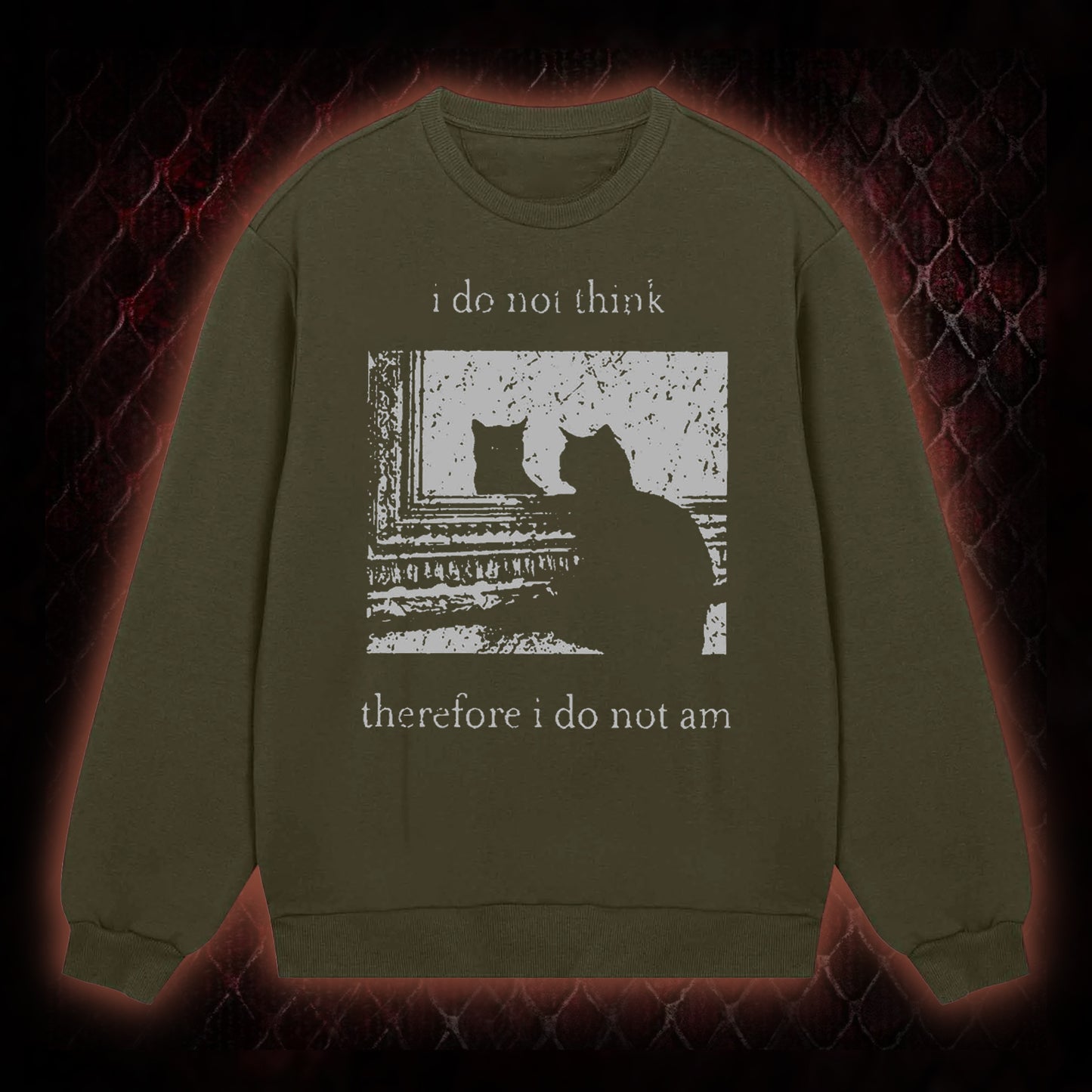 Philosophical Cat Meme 'I Do Not Think Therefore I Do Not Am' Graphic Classic-Long-Sleeved - Humorous Philosophy & Cat Enthusiast Statement Piece