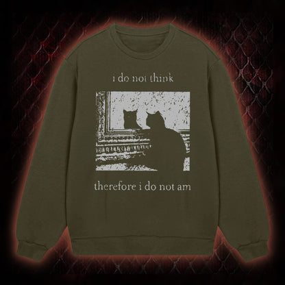 Philosophical Cat Meme 'I Do Not Think Therefore I Do Not Am' Graphic Classic-Long-Sleeved - Humorous Philosophy & Cat Enthusiast Statement Piece