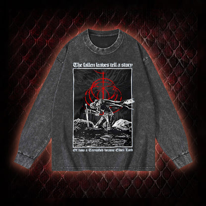 The Fallen Leaves Tell a Story Washed Long-Sleeve T-shirt