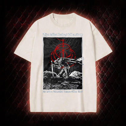 Elden Ring 'The Fallen Leaves Tell a Story' Tarnished to Elden Lord Graphic Vintage-T-Shirt - FromSoftware RPG Tribute Piece