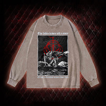 The Fallen Leaves Tell a Story Washed Long-Sleeve T-shirt