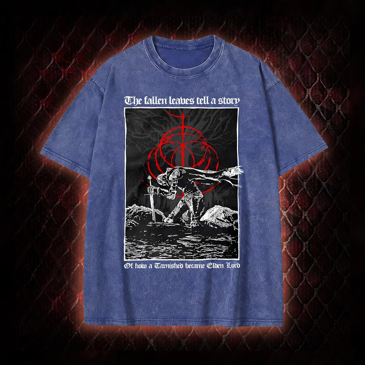 Elden Ring 'The Fallen Leaves Tell a Story' Tarnished to Elden Lord Graphic Vintage-T-Shirt - FromSoftware RPG Tribute Piece