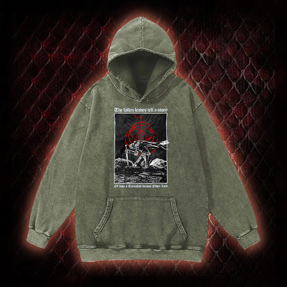 Elden Ring 'The Fallen Leaves Tell a Story' Tarnished to Elden Lord Graphic Vintage-Hoodie - FromSoftware RPG Tribute Piece