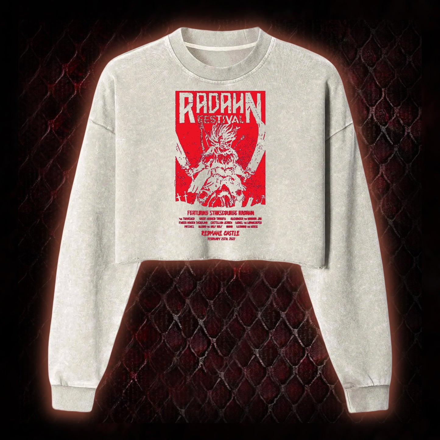 Elden Ring Starscourge Radahn Festival Graphic Cropped Long-Sleeved  - FromSoftware RPG Event Tribute Piece