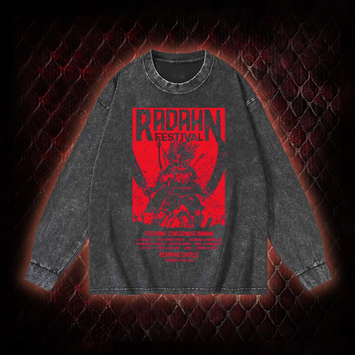 Elden Ring Starscourge Radahn Festival Graphic Vintage-Sweatshirt  - FromSoftware RPG Event Tribute Piece