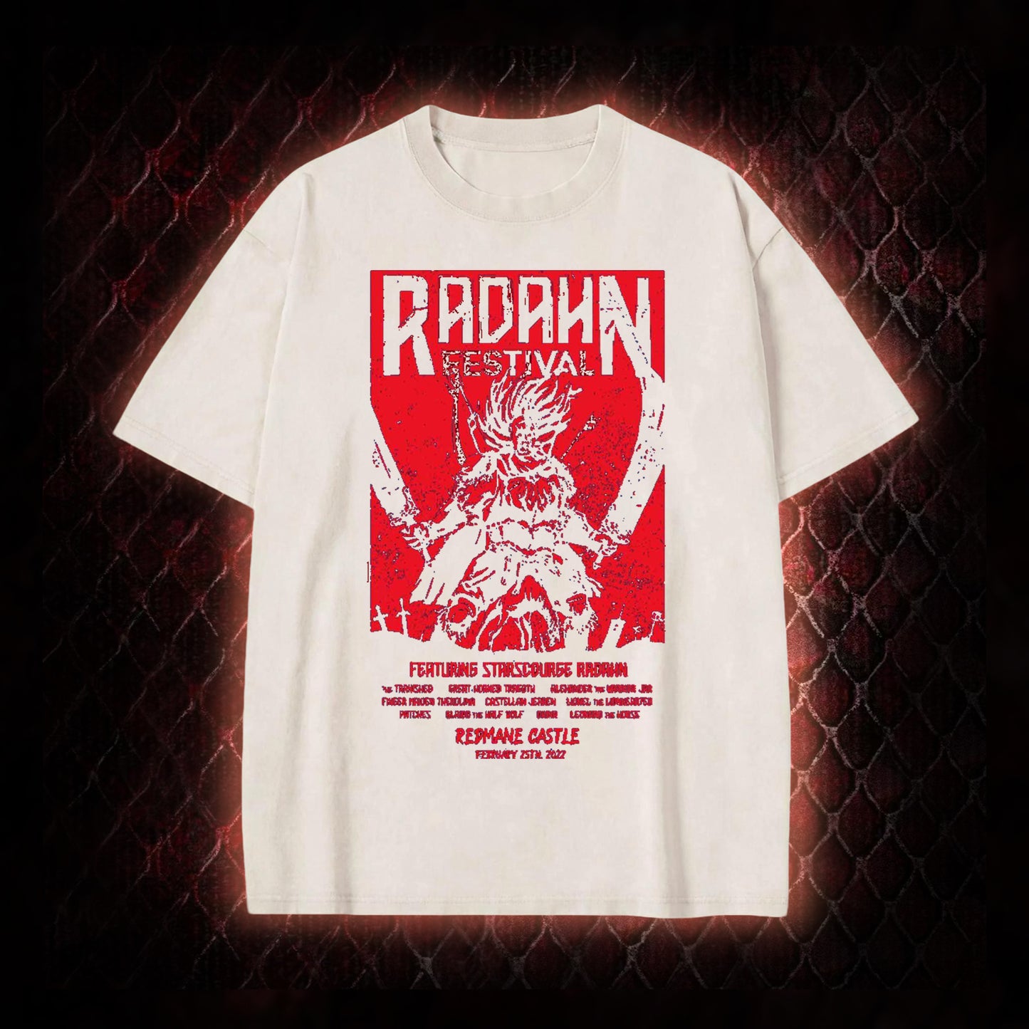 Elden Ring Starscourge Radahn Festival Graphic Vintage-T-Shirt - FromSoftware RPG Event Tribute Piece