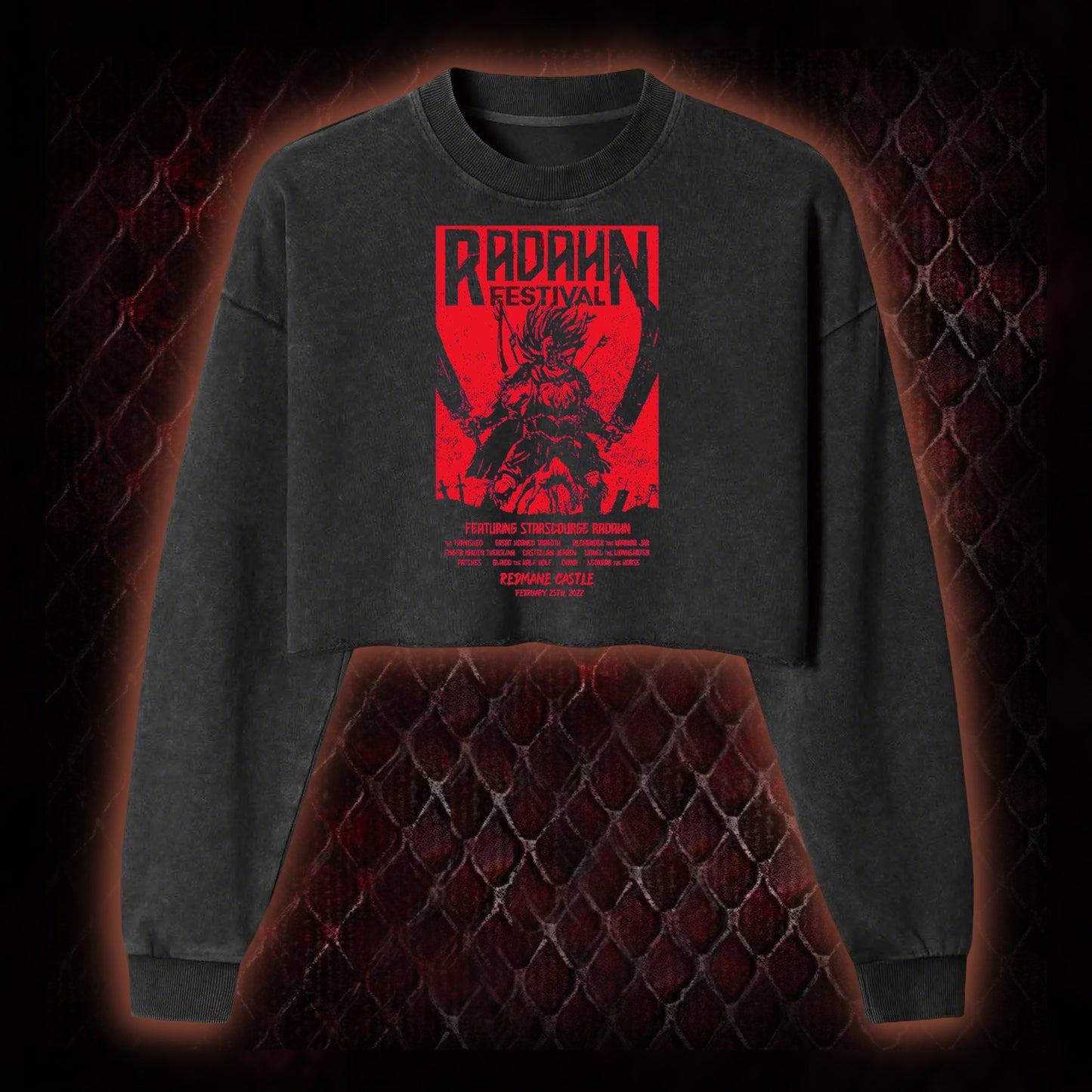 Elden Ring Starscourge Radahn Festival Graphic Cropped Long-Sleeved  - FromSoftware RPG Event Tribute Piece