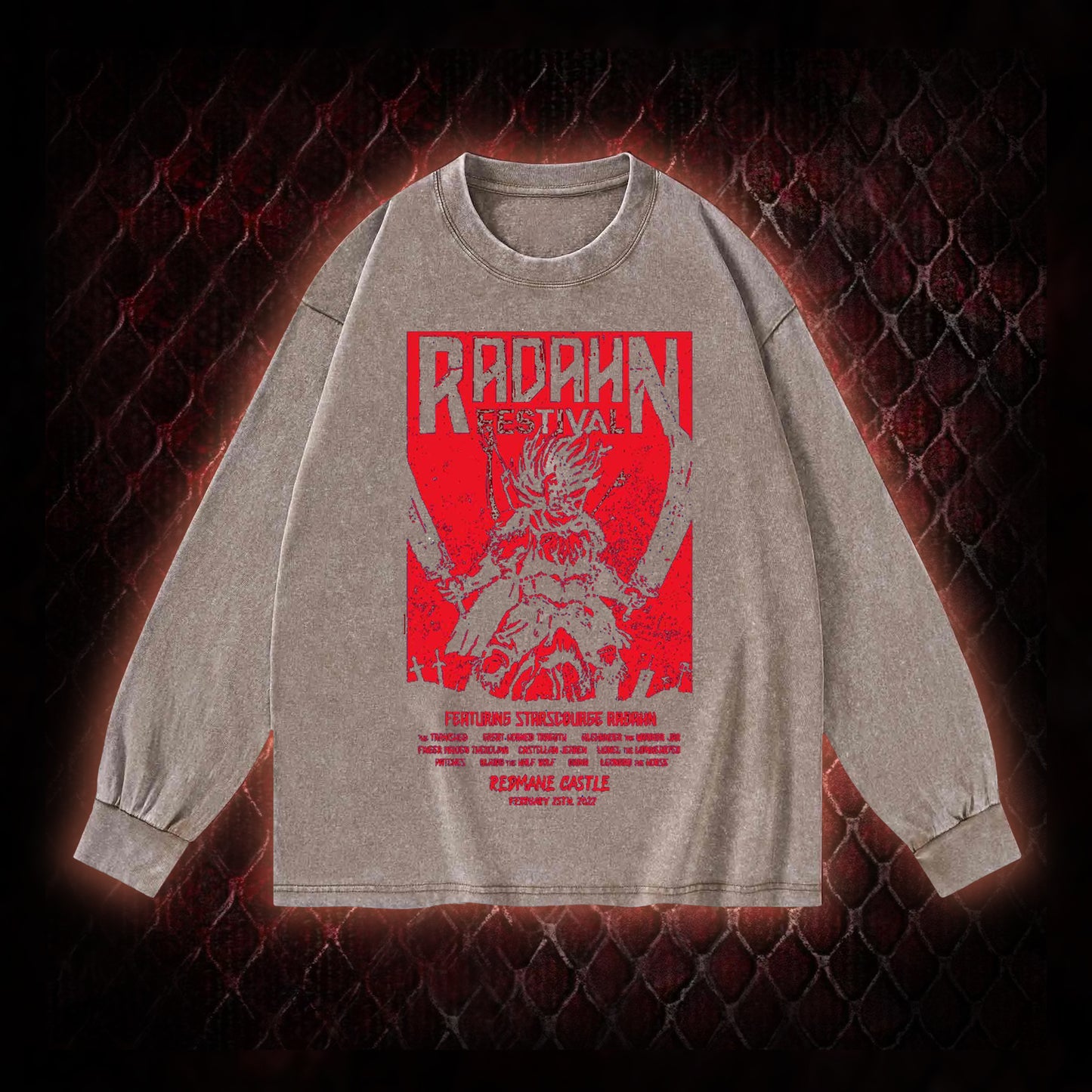 Elden Ring Starscourge Radahn Festival Graphic Vintage-Sweatshirt  - FromSoftware RPG Event Tribute Piece
