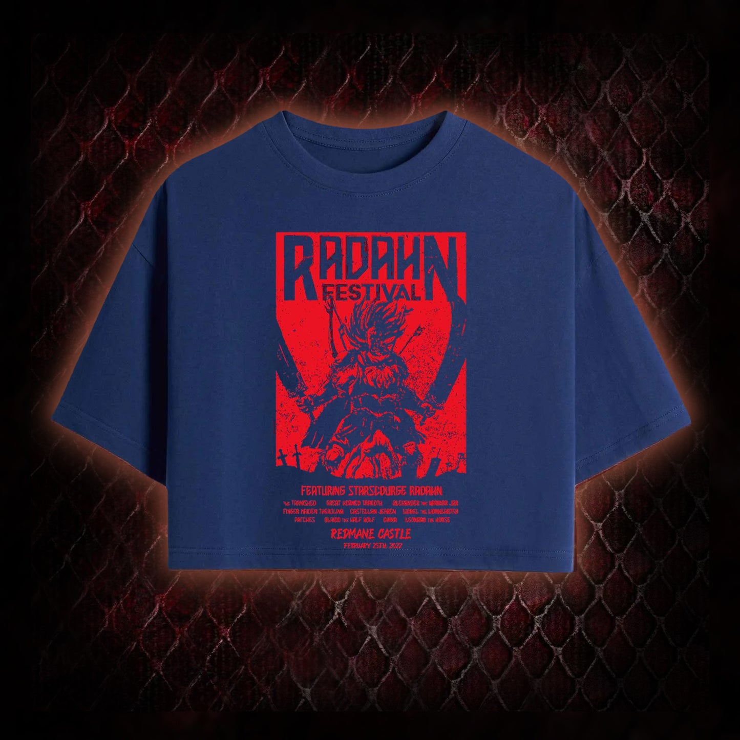 Elden Ring Starscourge Radahn Festival Graphic Cropped T-shirt  - FromSoftware RPG Event Tribute Piece