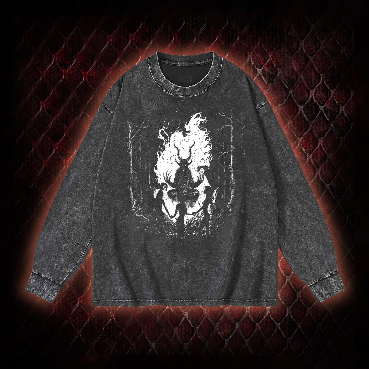 Gothic Forest Ritual Graphic Vintage-Sweatshirt  - Dark Aesthetic Essential for Casual & Themed Wear
