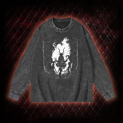 Gothic Forest Ritual Graphic Vintage-Sweatshirt  - Dark Aesthetic Essential for Casual & Themed Wear